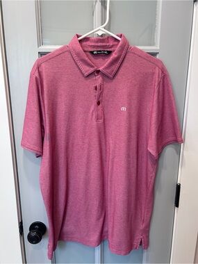 Travis Mathew Heather Cardinal Short Sleeve Top Polo